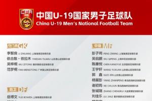 U19集训名单：张洪福、肇宸惟入选，邓捷夫、谢初筠、依合散在列